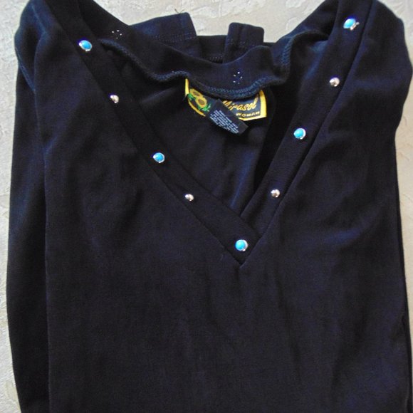 Blk Long Sleeve Top Faux Turquoise Sz 3X NWT - Picture 5 of 7